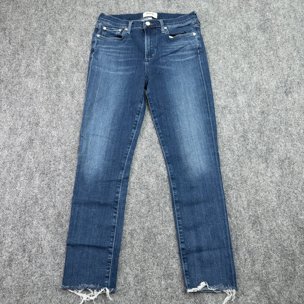AGOLDE Jeans Women's 27 (Fits 28x25.5) Sophie Crop Skinny Raw Hem Dark Wash